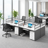 Poste de travail modulaire pour 4/6 personnes, mobilier de bureau, table de bureau, cloison de bureau, bureau de direction, cloisons de bureau en L, bureau de direction en L