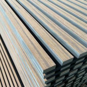 Gỗ slat Acoustic tấm Tường MDF gỗ fibro tùy chỉnh màu sắc hấp thụ âm thanh 3D mô hình thiết kế khách sạn sử dụng - Product Image 5