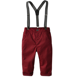 Pink and red British style woven suit trousers, with <strong>suspenders</strong>, new fashion, <strong>boy's</strong> clothing - Product Image 1