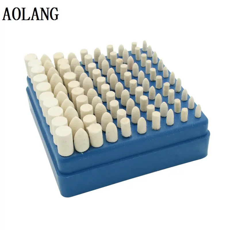 100pcs wool head compose into a box Polishing Metal Tools use Wool Felt Cylindrical Bullet Felt With Mounted Point