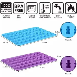 Moule en silicone 50 cavités écologique et réutilisable pour oursons gélifiés, outils de décoration DIY pour pâtisserie, chocolat, bonbons et fudge - Product Image 6