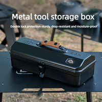 Nouvelle boîte à outils portable de camping en métal 2026 avec poignée en cuir pour l'extérieur
