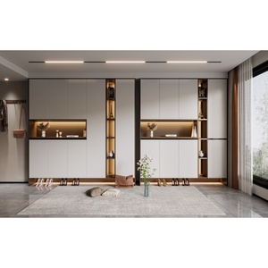 Wood Shoe Cabinet Set Modern Japandi Style Entryway Organizer Coat Hook Nook Cushioned Bench Freestanding Hallway <strong>Storage</strong> - Product Image 3