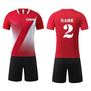 Ensemble d'uniformes de maillot de football de qualité op <span class=keywords><strong>Short</strong></span> de maillot de football thaïlandais blanc et bleu Kits de football d'équipe pour hommes bon marché - Product Image 2
