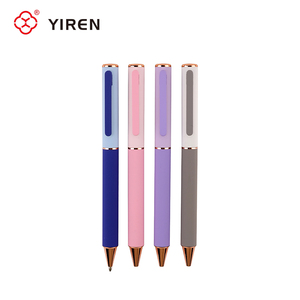 Stylo bille en métal YIREN, design couleur Morandi, finition caoutchoutée douce, <span class=keywords><strong>action</strong></span> rotative, pour bureau, finance et école - Product Image 1