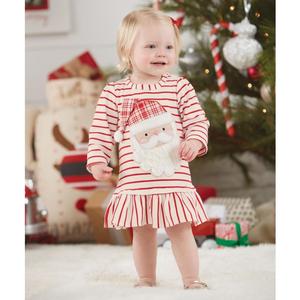 Vestido para niñas pequeñas, vestido informal <span class=keywords><strong>de</strong></span> algodón con tutú, ropa <span class=keywords><strong>de</strong></span> Navidad, minivestidos a rayas <span class=keywords><strong>de</strong></span> Papá Noel - Product Image 1