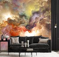 Nuages Colorés 3D en Soie Imperméable Anti-Plis Moderne Abstrait Murale de Plafond Installation Facile pour la Maison Garçons Filles