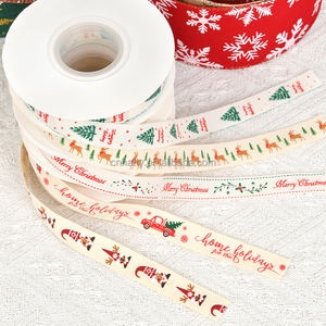 ริบบิ้นผ้าลินินลายตารางสีทองวิบวับ ขนาด 63 มม. ยาว 10 หลา สำหรับตกแต่งต้นคริสต์มาส พวงหรีด งาน DIY ของขวัญ ของชำร่วย งานปาร์ตี้ - Product Image 5