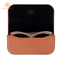 Étui rigide vintage en cuir PU grainé pour lunettes, avec logo personnalisé en relief, pour le rangement des lunettes optiques et solaires
