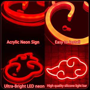 Enseigne néon LED Anime Nuage Rouge, intensité réglable, USB, décoration murale pour la maison, le centre commercial, la chambre, la salle de jeux, la mancave, les fêtes, 12x7 pouces - Product Image 3