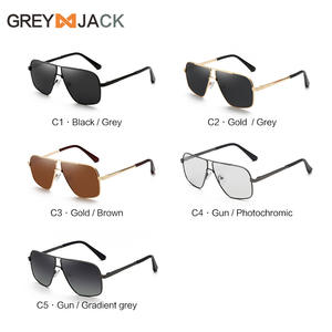 Greyjack Lunettes de soleil polarisées pour hommes, monture complète, verres TAC UV400, charnières à ressort, doré, gris, noir - Product Image 4
