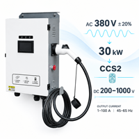 Chargeur DC CCS2 30 kW à double pistolet, charge rapide, OCPP 1.6J, RFID, IP54, pour flotte, dépôt, commercial, borne de recharge, écran tactile, paiement QR, compteur d'énergie