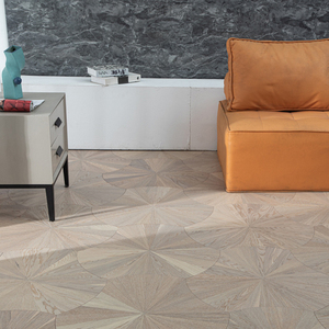 Parquet de Madera de Teca Multicapa de Grado AB de 12 mm, Ecológico, Silencioso, Acabado Mate, 4 Colores, Diseño de Flor de Loto, para Hoteles - Product Image 1