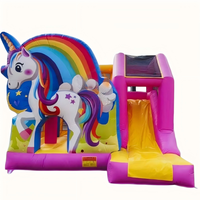 Château gonflable géant commercial en PVC, mini château gonflable à thème de dessin animé, toboggan aquatique, château gonflable extérieur pour enfants avec souffleur