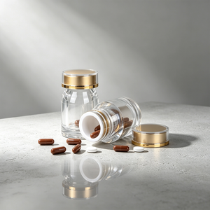 25ml Double Layer Golden PS Plastic <b>Bottle</b> Capsule Container <b>Bottles</b> - Product Image 3