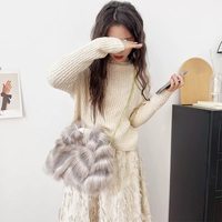Sac à main seau en fausse fourrure de renard coloré, nouvelle collection, style sexy, luxueux, pour femme, sac à bandoulière personnalisé, vente chaude hiver