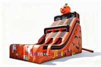 Vente du nouveau toboggan gonflable commercial à double piste sur le thème de la citrouille d'Halloween. Taille personnalisable disponible.