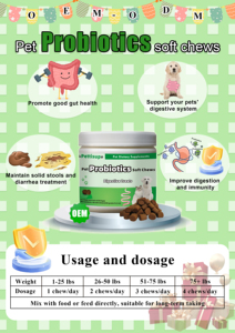 Golosinas Probióticas Naturales para Perros OEM/ODM, 120 Masticables Blandos para Perros y Gatos - Refuerzo Inmunológico Sin Granos 2G - Product Image 3