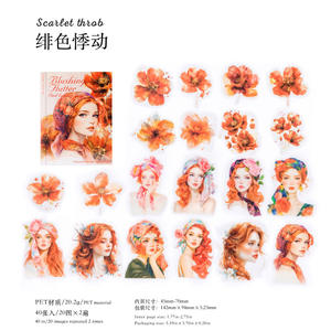 Paquete de 40 Hojas de Pegatinas PET, Encuentros Florales, Materiales Retro para Personajes, Decoraciones Hechas a Mano, <span class=keywords><strong>Arte</strong></span> de <span class=keywords><strong>Collage</strong></span> Gukka - Product Image 6