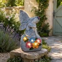 Ornement de jardin miniature en résine de style européen, avec un ange ailé gravé au soleil, pour la décoration de jardin
