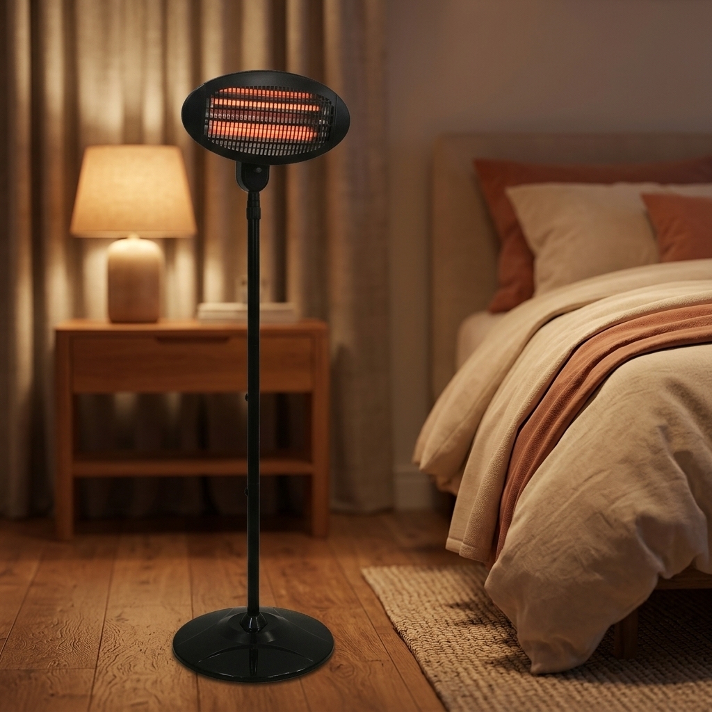 1500W 110V Safe Vertical Infrared Patio Heater Freestanding Adjustable Height Outdoor Electric Heater