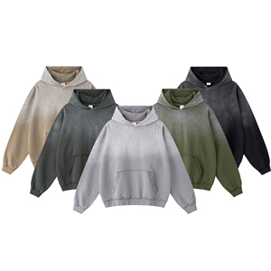 370gsm 100% cotton axit rửa mặt trời phai mờ Mens Hoodies thời trang dạo phố tùy chỉnh in ấn thêu cổ điển đau khổ quá khổ Hoodie - Product Image 3