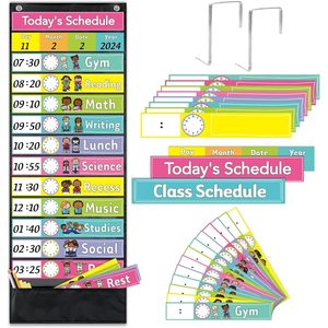 Tabla de horarios diarios de bolsillo de 13 x 35.5 pulgadas con 13 bolsillos y 24 tarjetas para la gestión del tiempo - Product Image 1