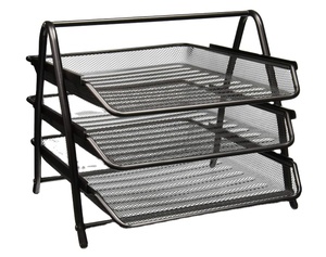 Mesh Wire Desk Organizer <b>File</b> Holder Document Tray 3 Parts Metal - Product Image 2