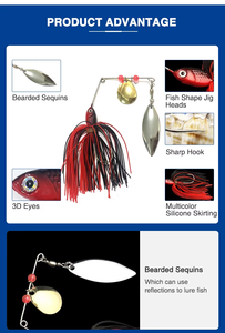 6 couleurs de haute qualité multicolore Buzzbait Spinnerbait Bass <span class=keywords><strong>Chatterbait</strong></span> Blade <span class=keywords><strong>Leurre</strong></span> de pêche avec lames de feuilles de saule - Product Image 3