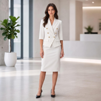 Ensemble de tailleur blanc pour femme, ensemble de tailleur de bureau pour femme, ensemble de tailleur professionnel pour femme, ensemble de tailleur deux pièces pour femme