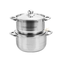 Ensemble de casseroles en acier inoxydable écologique moderne, 2 pièces, pour la maison et la restauration, compatible avec les cuisinières à gaz et à induction, couleur naturelle
