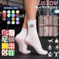Chaussettes de yoga antidérapantes en coton pour femmes avec logo Ruffly Design, chaussettes de pilates athlétiques, chaussettes de ballet de qualité supérieure, chaussettes personnalisées