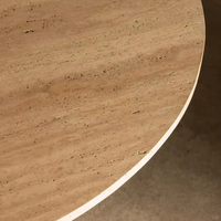 Table basse en travertin pierre naturelle au design moderne Table à manger creuse polie pour hôtels