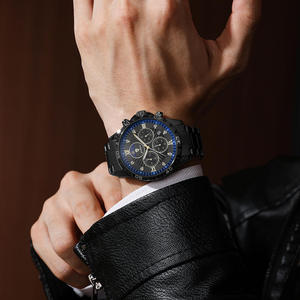 Montre homme Gohuos 9809, noire, étanche, aiguilles lumineuses, acier inoxydable, montre à quartz pour homme, pour l'extérieur. - Product Image 3