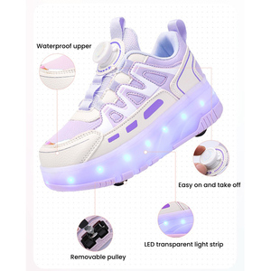 Pattini a Rotelle in Pelle a Quattro Ruote di Alta Qualità per Ragazzi e Ragazze, Design con Ruote Esplosive, Suola in TPR, Scarpe Sportive per Bambini - Product Image 6