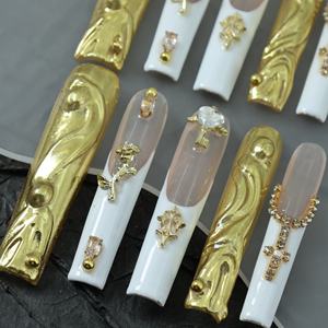 Faux ongles à presser faits main, extra longs, couvrants, en acrylique de luxe, motifs étoile, papillon, fleur, prix usine, vente en gros - Product Image 2