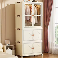 8089-4 Armoire multifonctionnelle 2 + 1 armoire en plastique pliante organisateur de garde-robe portable