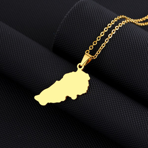 Vintage Stainless Steel Lebanon Flag Drip Oil <b>Map</b> Pendant Necklace for Men & Women Unisex Link Chain Gift - Product Image 4