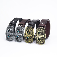 Boucle de ceinture en alliage argenté de haute qualité, personnalisée, avec un design vintage de tête de mouton, boucle en métal pour homme