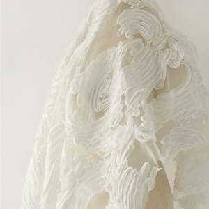 Tessuto Jacquard Broccato Floreale con Texture a Foglie Grandi, Ricamo in <span class=keywords><strong>Organza</strong></span> alla Moda per Abiti da Ragazza - Product Image 2