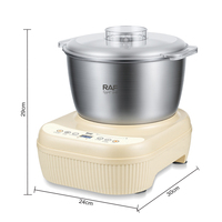 Machine à pétrir la pâte RAF 5.0L R.60003 220W, fouet efficace, contrôle numérique, bol en acier inoxydable 201, pour usage en cuisine