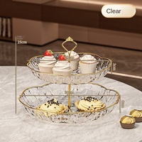 Présentoir à fruits rond à trois niveaux en plastique, style luxe léger, pour fruits secs et bonbons, idéal pour l'inauguration de la maison