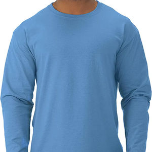 Camisas de manga larga para hombre, 100% algodón, hechas a medida por OEM, de alta calidad, clásicas, color azul claro, de secado rápido, con estampado primaveral. - Product Image 1