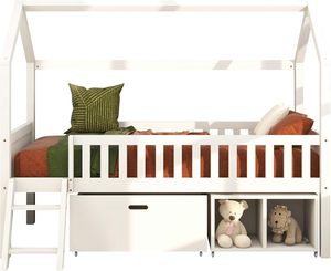 Nuove montate in legno per bambine e bambini con <span class=keywords><strong>due</strong></span> cornici per bambini Montessori <span class=keywords><strong>a</strong></span> pavimento letto per bambini con rotaie - Product Image 4