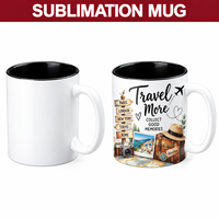 Mug à café en céramique vierge de 11 oz avec intérieur coloré et poignée, personnalisable avec logo, idéal pour promotion, prix usine