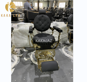 Ensemble de salon Chaise de barbier pour homme Lit à shampoing Gold Vintage Style - Product Image 5