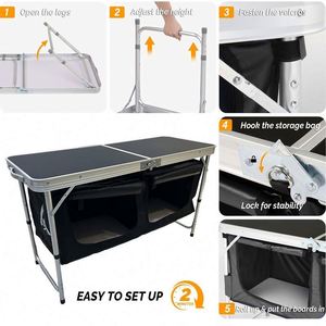 Mesa Plegable de Aluminio para Camping con Ajuste de Altura y Diseño Portátil para Actividades al Aire Libre - Product Image 3