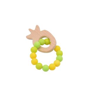 Neue Unisex Baby Beiß<span class=keywords><strong>ring</strong></span> Silikon Fruchtform <span class=keywords><strong>Ring</strong></span> Weiche Holz spielzeug mit Rassel Kinder Armband Tiers pielzeug Großhandel Set Kleinkinder - Product Image 1