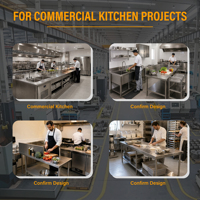 Table de travail en acier inoxydable à 2 niveaux avec pieds ronds épaissis, pour cuisine d'hôtel, approvisionnement en gros, modèle Commercial 201