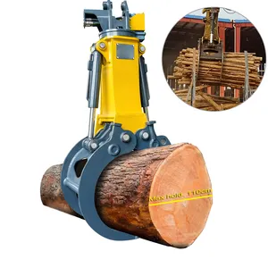 Máquinas florestais 2.5m para madeira aberta, garra giratória para madeira/garra para pedra/escavadeira, equipamento para escorregador de madeira